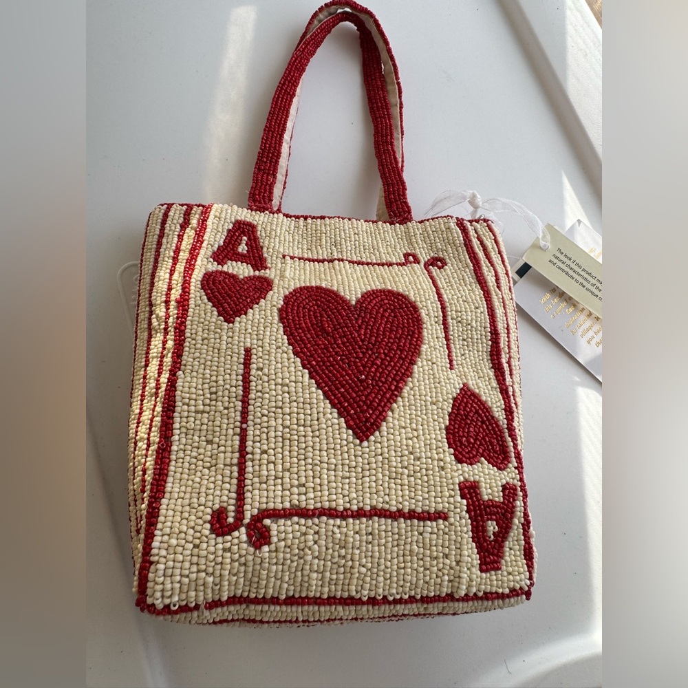 Viral beaded bag Ace of Hearts Beaded Tote Bag
